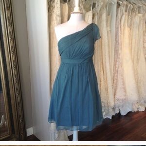Jenny Yoo Chiffon Dress Turkish Blue Sz 8